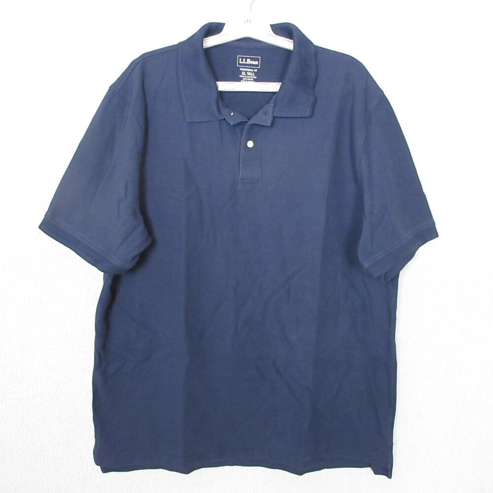 L.L.Bean Mens Polo Shirt XL Tall Dark Blue Traditional Fit Collared Casual